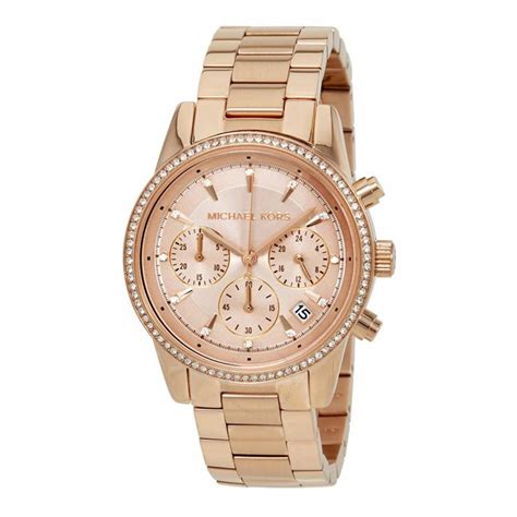 michael kors rose gold watch used|Michael Kors ritz chronograph.